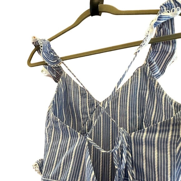 Seafolly Australia Jumpsuit Blue Chambray cropped crisscross back xs blue white - Picture 7 of 9